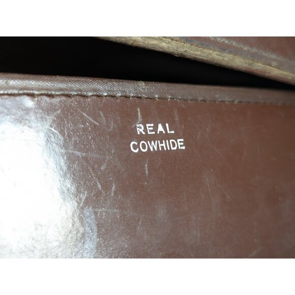 Vintage 1940s English leather suitcase with key, Genuine WWII leather - Picture 5 of 10